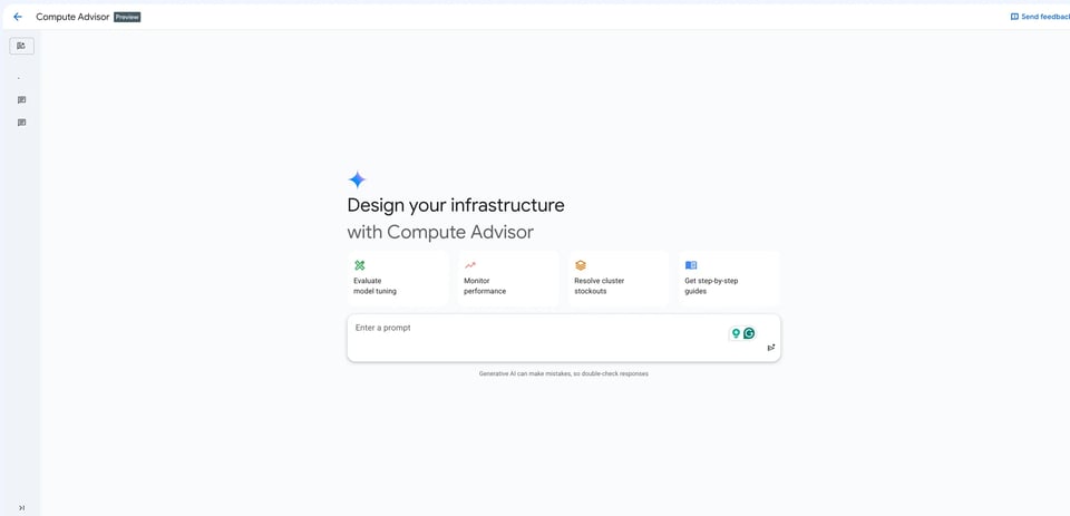 GCP Compute Advisor homepage in the Google Cloud console