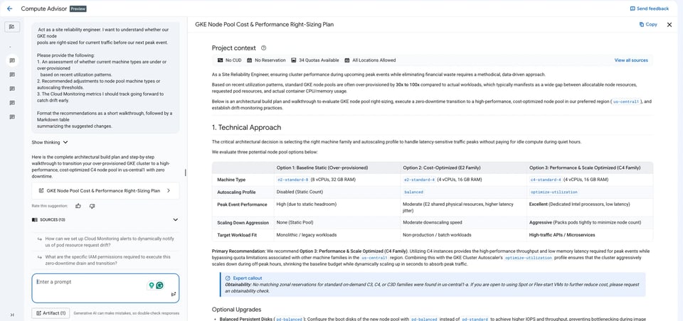 Compute Advisor based on utilization patterns