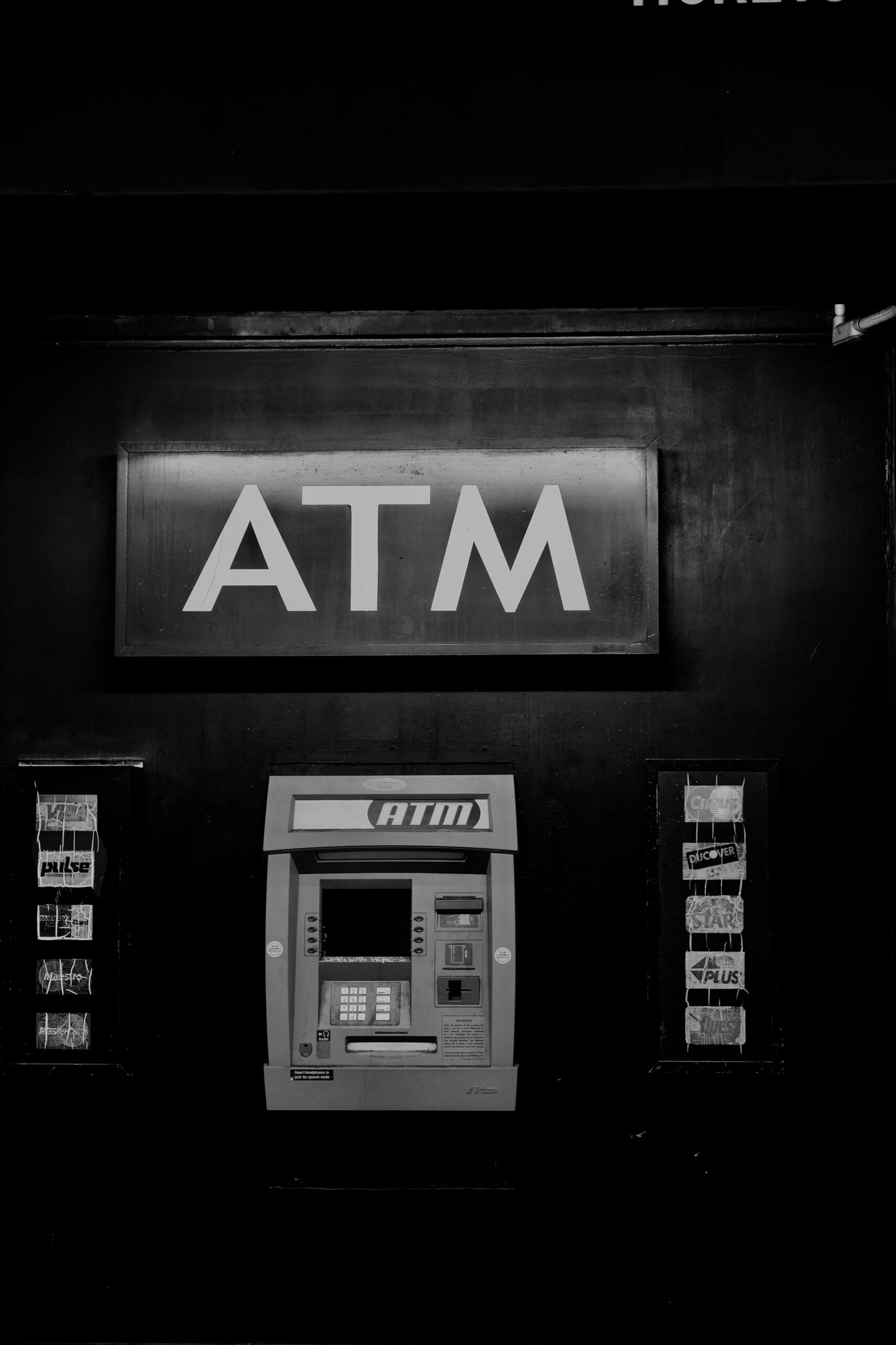 ATM in black and white