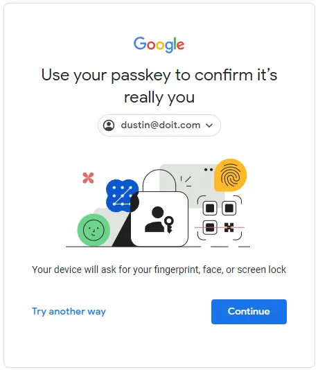 Sign-in prompt with passwordless authentication.