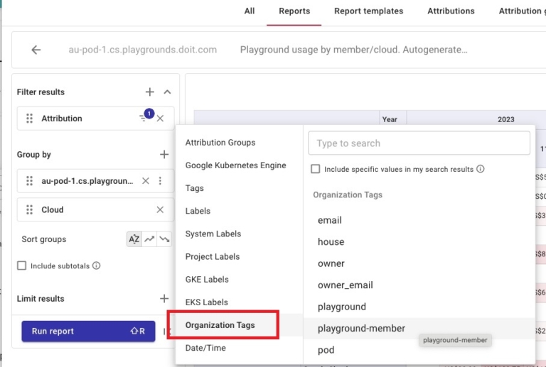 AWS Organization Tags in DoiT Cloud Navigator